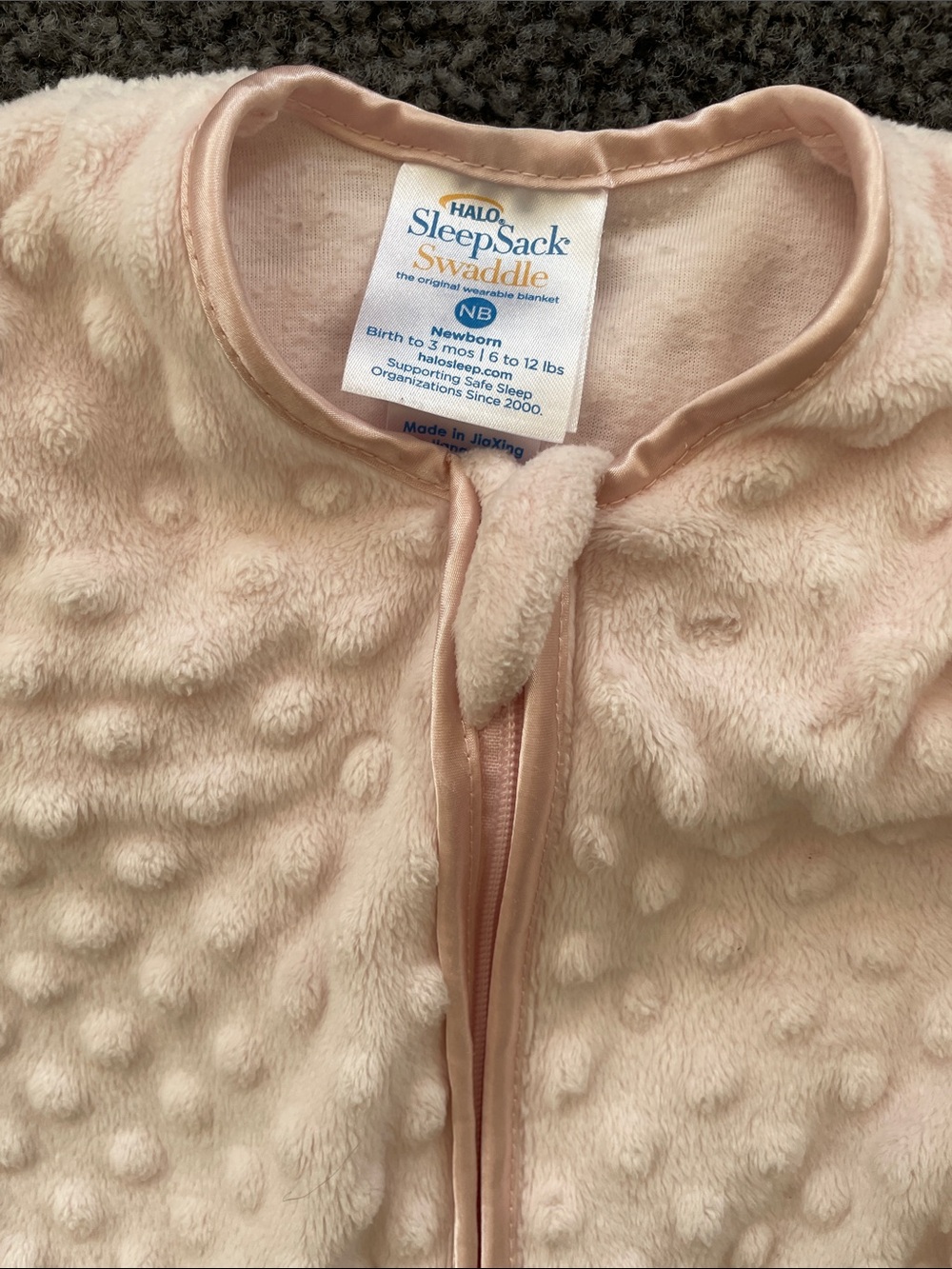 Halo Plush Zip-Front Swaddle in Soft Pink